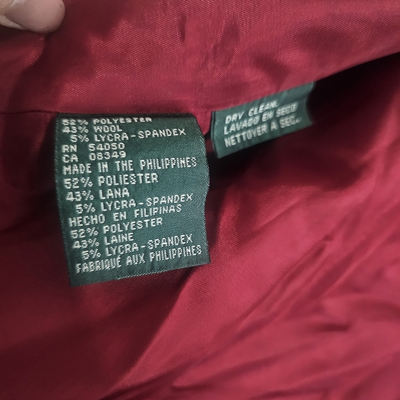 Lauren Ralph Lauren Women's Burgundy Classic Blazer 12 - Picture 3 of 4